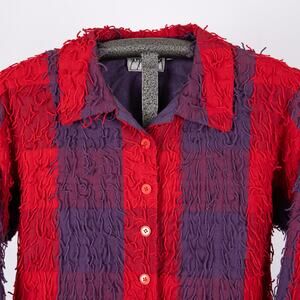 Women's Vintage Art to Wear Colorful Shag Jacket Size MEDIUM 100% Cotton Fringe